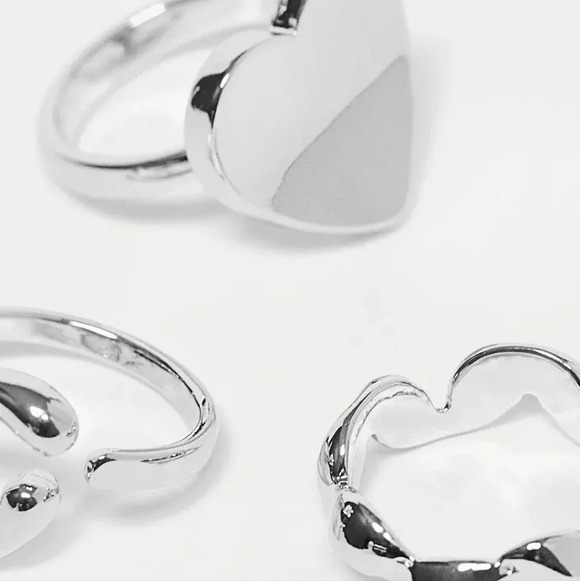 SVNX | 3-Pack Rings w/ Heart Details & Horseshoe in Silver sz 7 - Picture 6 of 9
